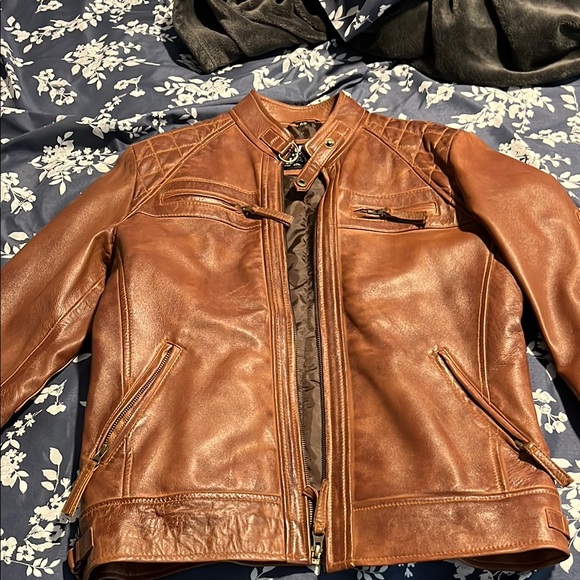 Brown Lightweight Leather Shirt Jacket - Picture 1 of 7